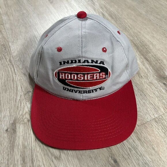 Vintage Indiana Hoosiers Hat Snapback NCAA College Youngan Gray‎ Red Cap - Picture 1 of 9